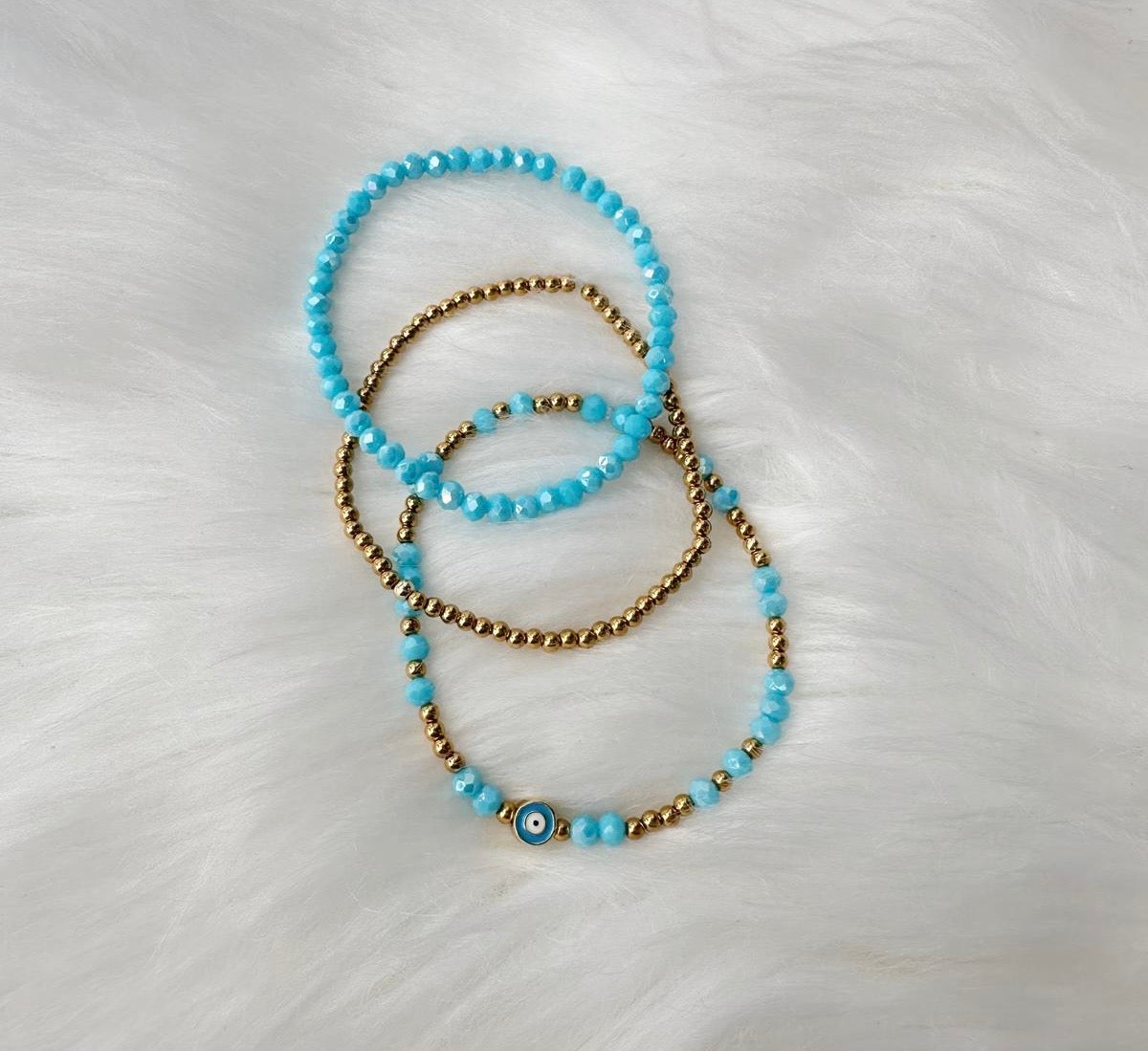 Evil Eye Three Bracelet Set- (Heart or Round)